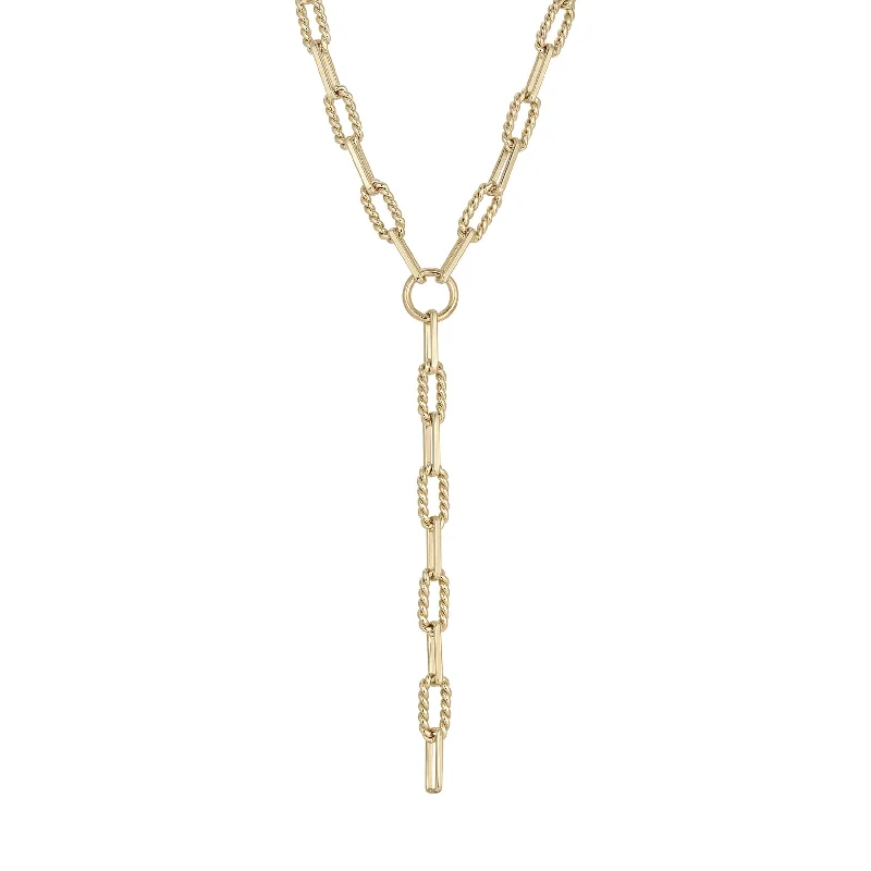 Women’s gold chain necklace-Enzo Lariat Necklace