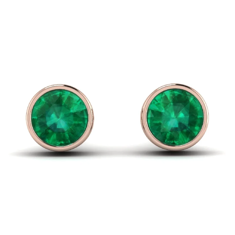 Women’s chandelier earrings-Bezel Stud Emerald Earrings - Royal No. 5