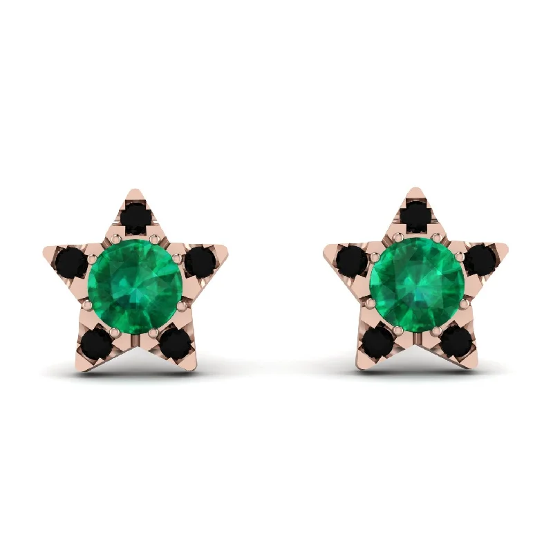 Women’s wedding earrings-Star Halo Emerald Earrings - Zelda No. 35