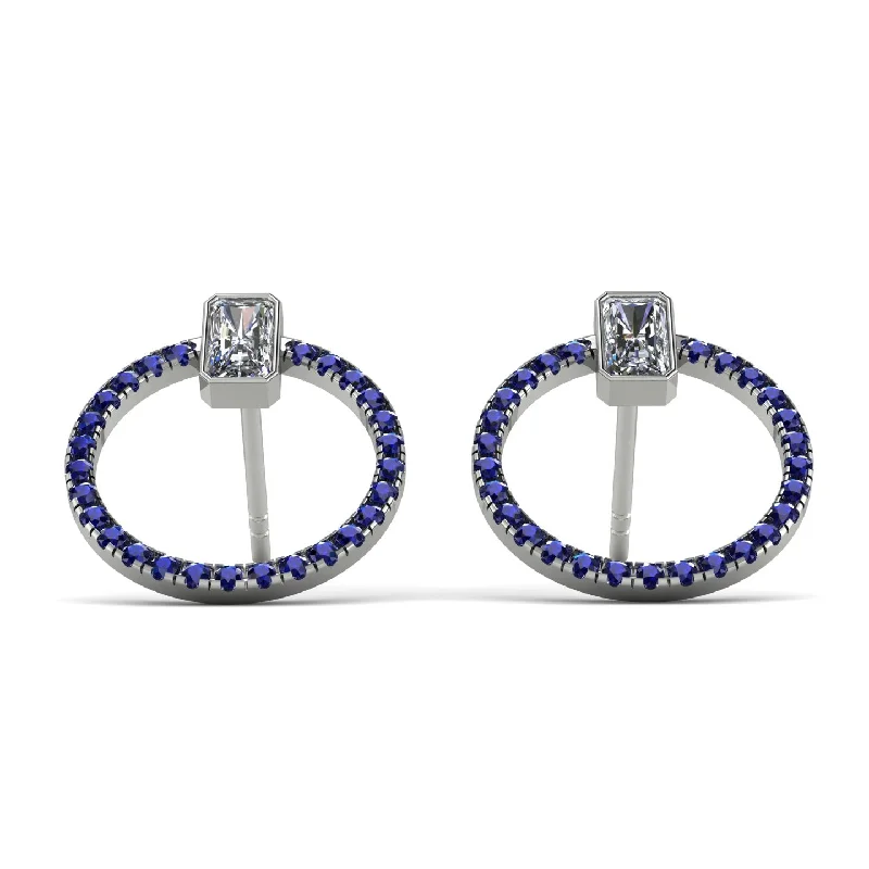 Women’s intricate hoop earrings-Emerald Cut Circle Diamond Earrings - Oaklyn No. 63