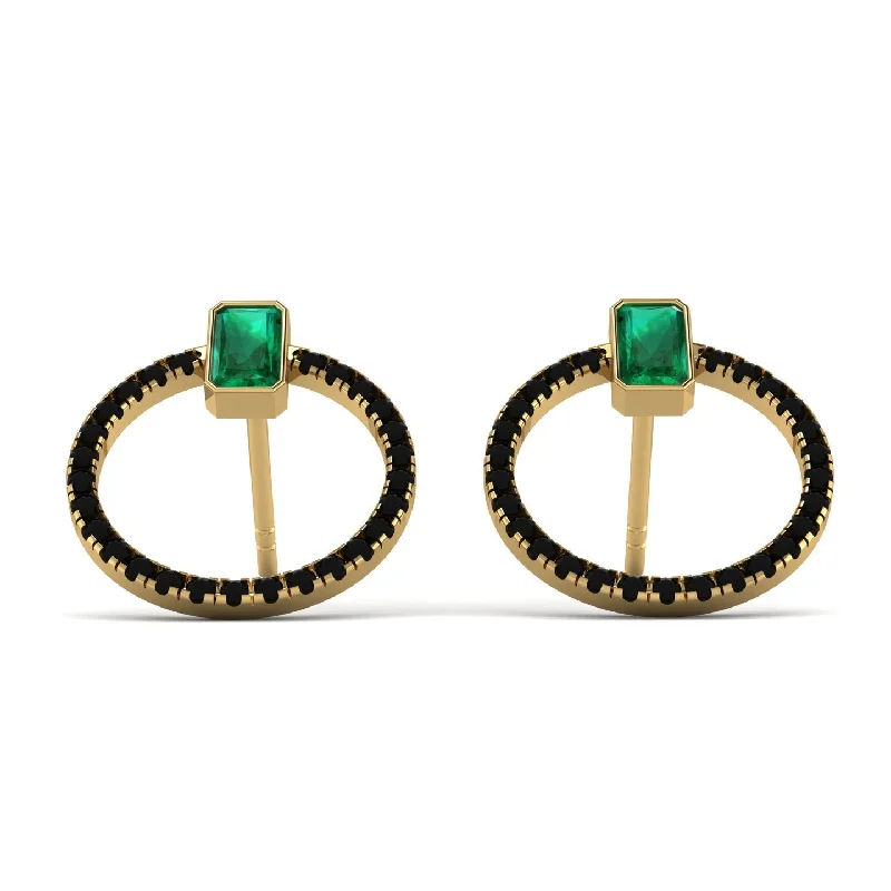 Women’s trendy earrings-Emerald Cut Circle Emerald Earrings - Oaklyn No. 34