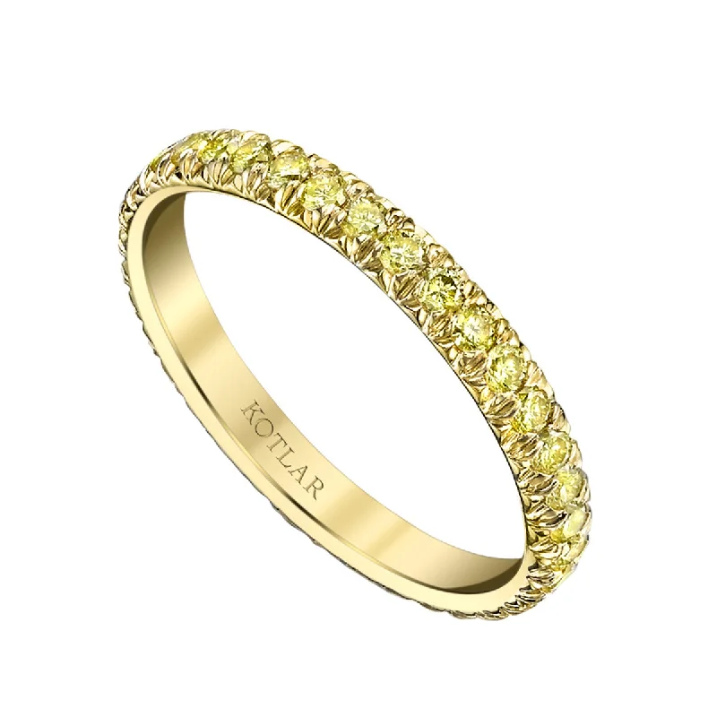 Women’s gold and diamond engagement ring-French Cut Yellow Diamond Eternity Band