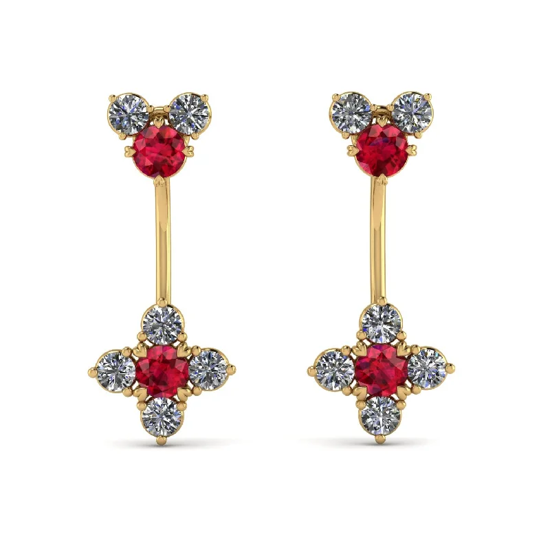 Women’s intricate design earrings-Hanging Ruby Compass Earrings - Brittany No. 10