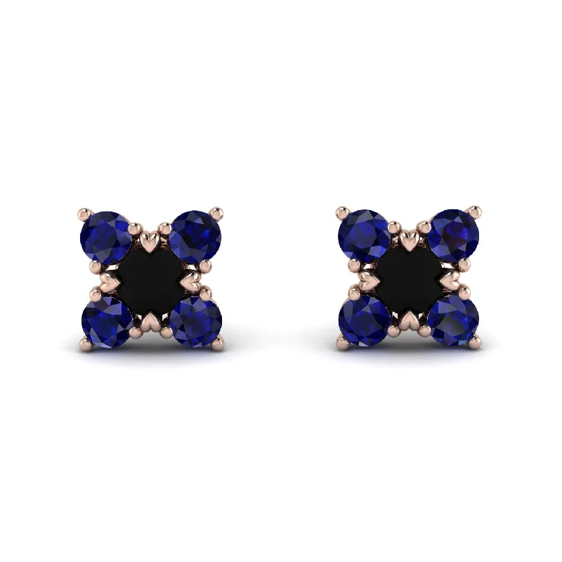 Women’s long earrings-Geometrical 5 Black Diamonds Stud Earrings - Noa No. 68