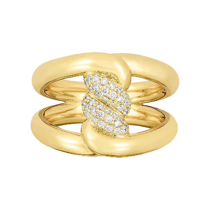 Women’s princess-cut engagement ring-18K Yellow Gold Cialoma Diamond Crossover Ring