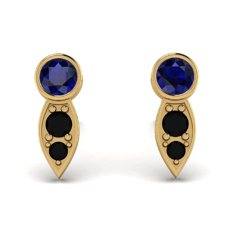 Women’s round stud earrings-Bezel Sapphire Earrings In Pear Shaped - Aniya No. 43