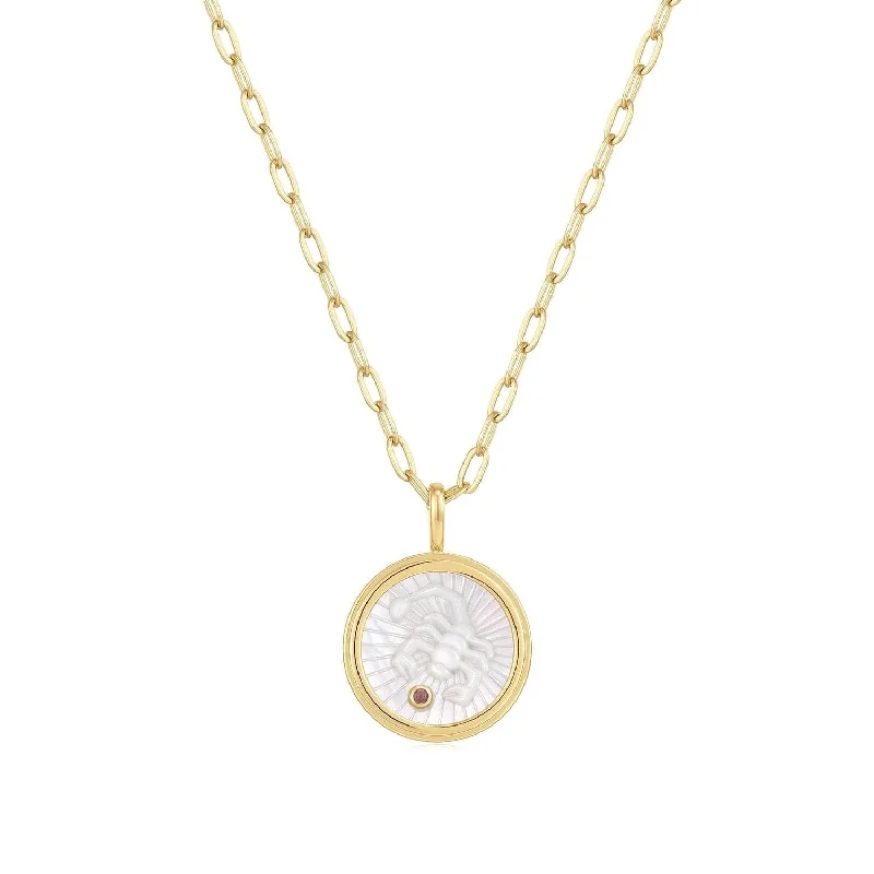 Women’s coin necklace-Zodiac Scorpio Mother Of Pearl Necklace