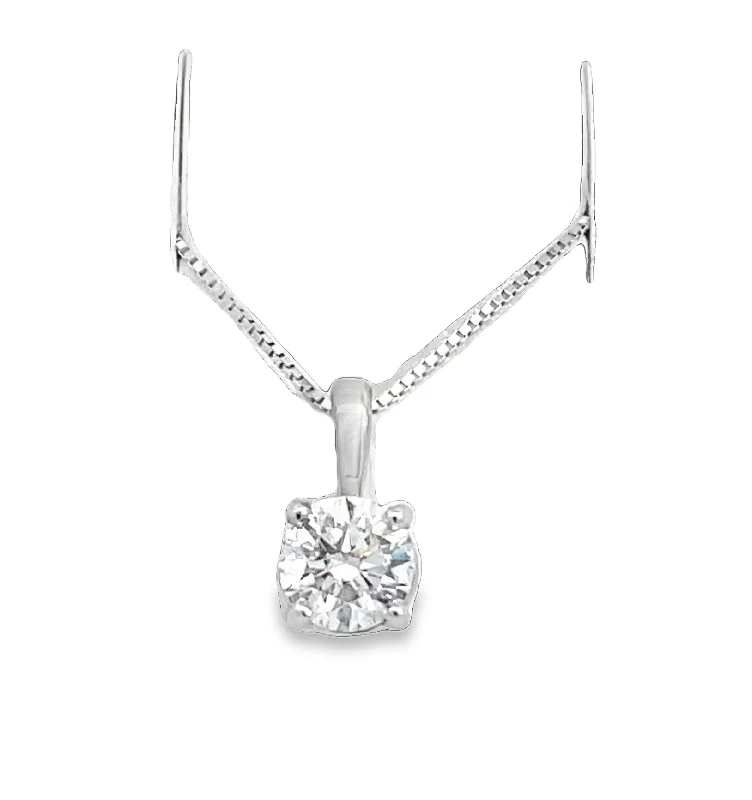 Women’s engraved necklace-LAB GROWN ROUND DIAMOND 0.71CT SOLITAIRE DROP PENDANT