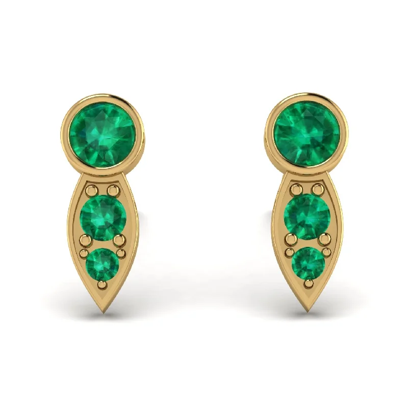 Women’s vintage earrings-Bezel Emerald Earrings In Pear Shaped - Aniya No. 19