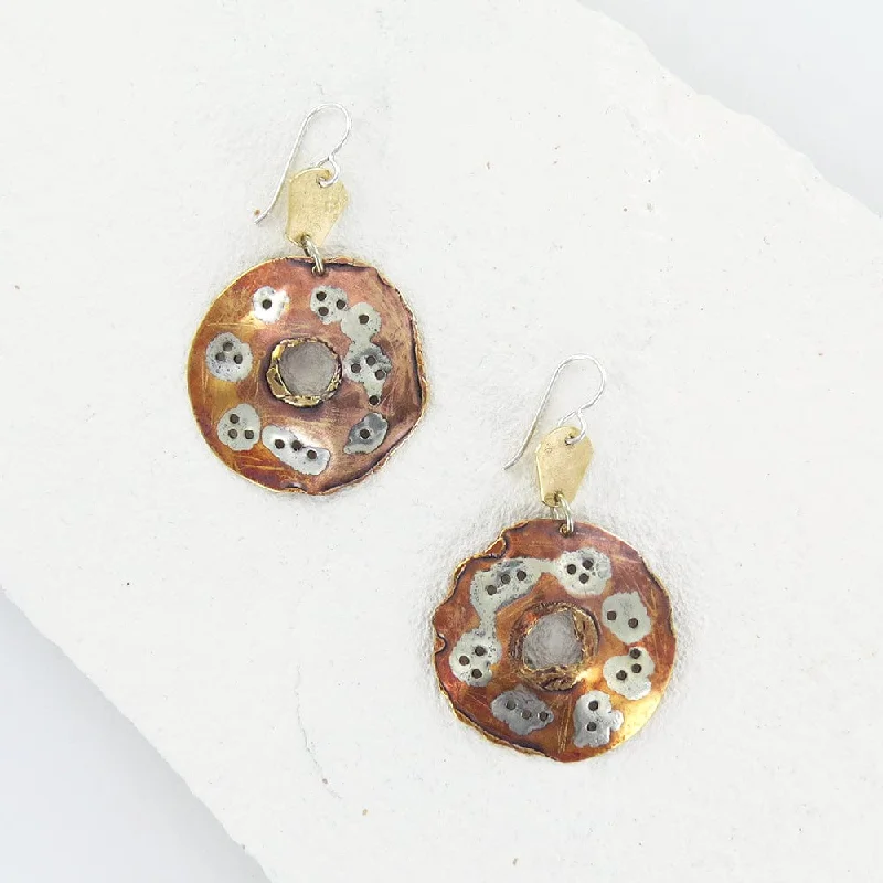 Women’s fashionable earrings-Heat Treated Disk Earrings