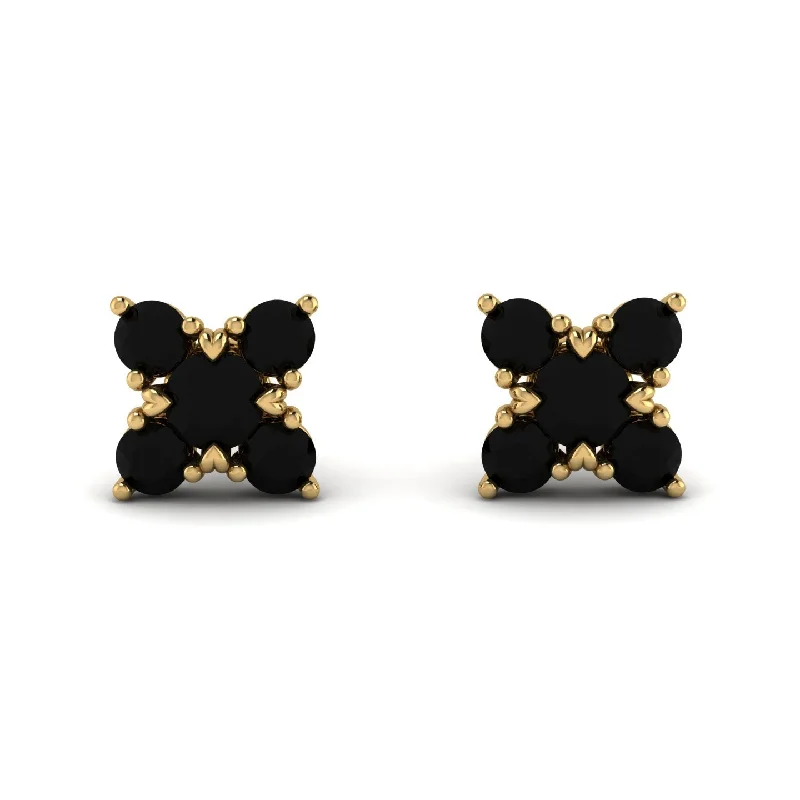 Women’s simple stud earrings-Geometrical 5 Black Diamonds Stud Earrings - Noa No. 37