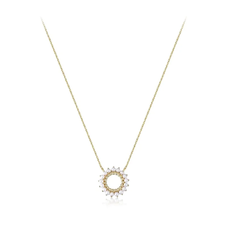 Women’s elegant necklace-Open Center Multi Pearl Pendant Necklace