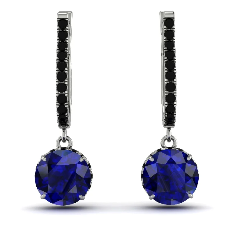 Women’s simple gold earrings-Sapphire Dangle Earrings With Hidden Halo - Adaline No. 45