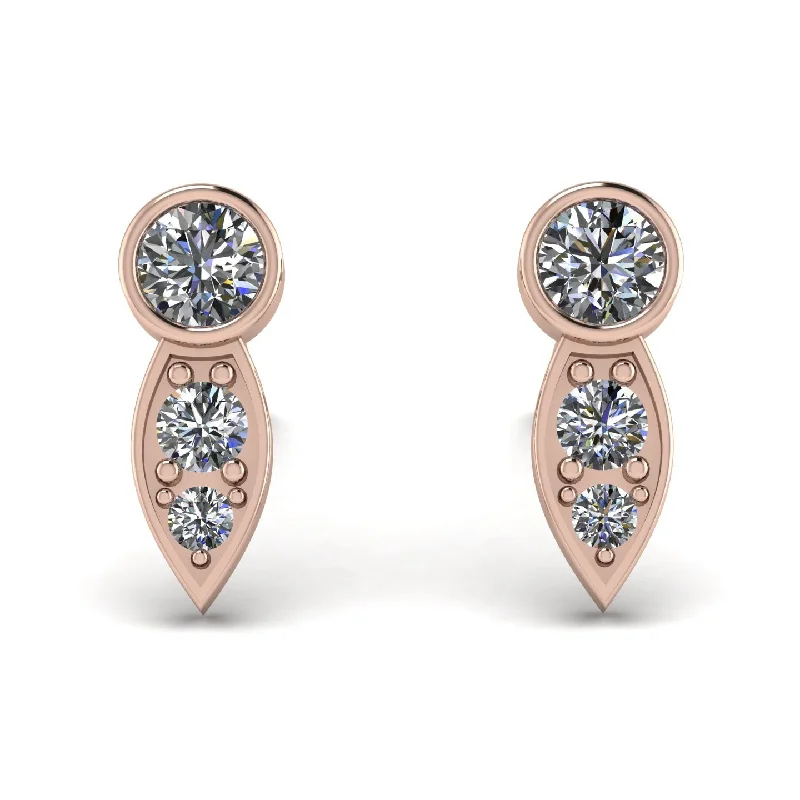 Women’s diamond stud earrings-Bezel Diamond Earrings In Pear Shaped - Aniya No. 2