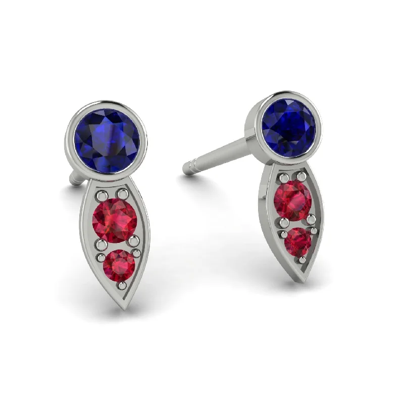 Women’s birthstone earrings-Bezel Sapphire Earrings In Pear Shaped - Aniya No. 60