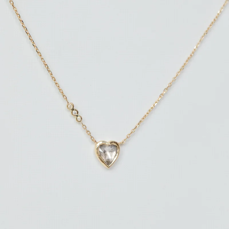 Women’s butterfly pendant necklace-Grey Diamond Heart Necklace