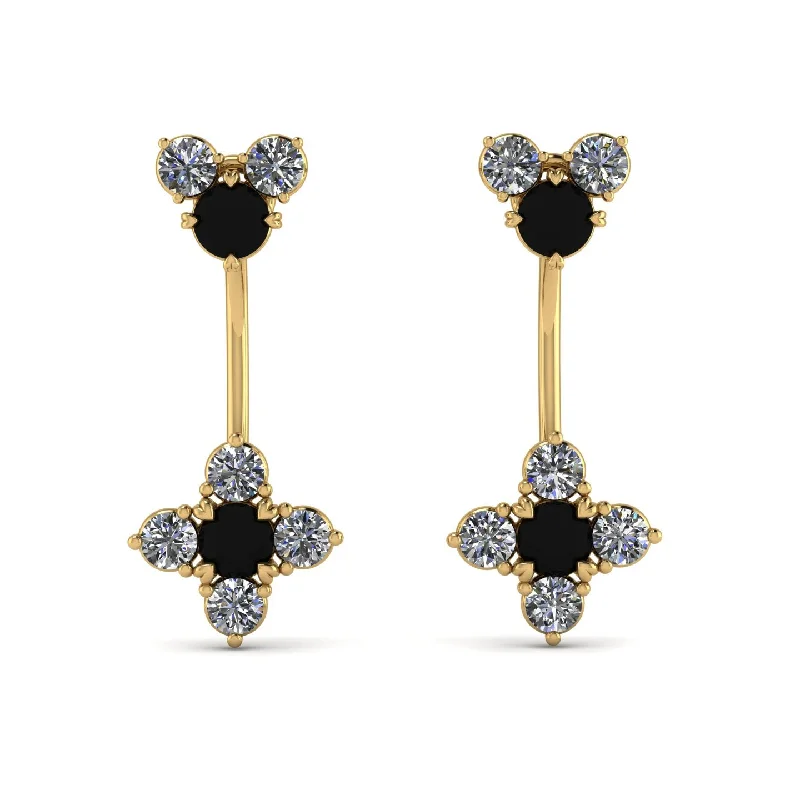 Women’s heart-shaped stud earrings-Hanging Black Diamond Compass Earrings - Brittany No. 7