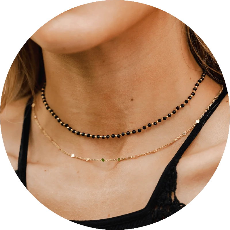 Women’s collar necklace-Balance 2mm + Circles in the Sand Necklace Stack