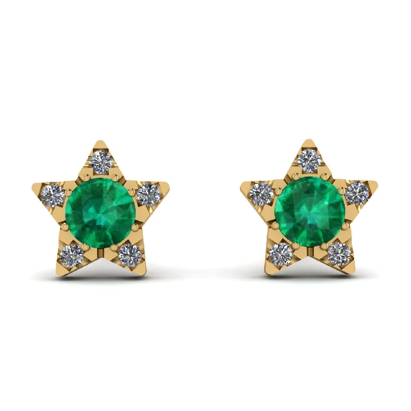 Women’s statement dangle earrings-Star Halo Emerald Earrings - Zelda No. 4