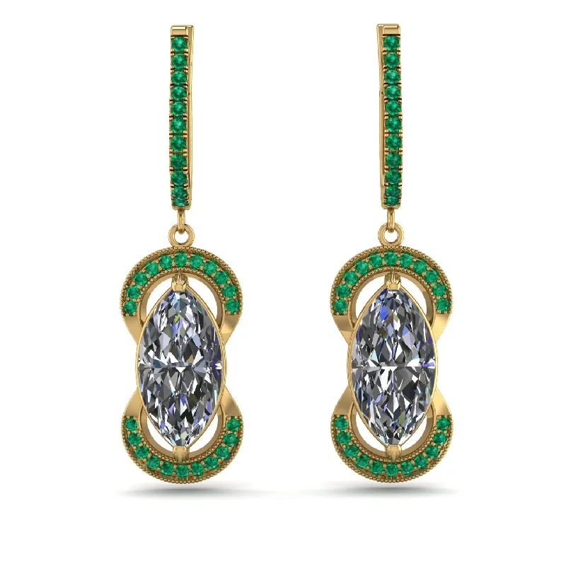 Women’s handmade earrings-Marquise Vintage Diamond Earrings - Marley No. 16