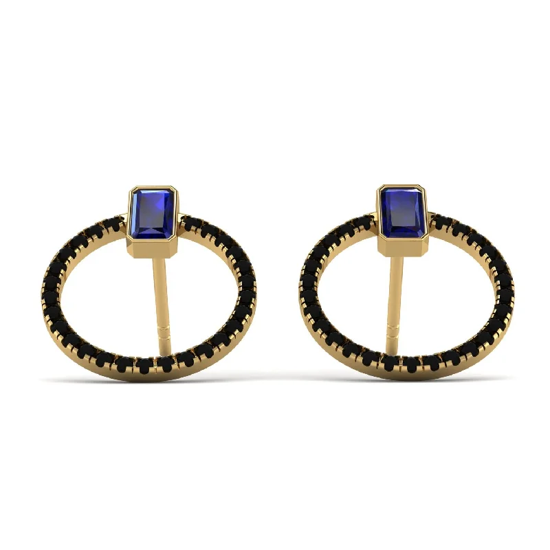 Women’s stylish earrings-Emerald Cut Circle Sapphire Earrings - Oaklyn No. 43