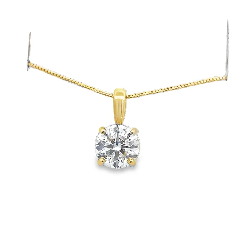 Women’s twisted necklace-LAB GROWN ROUND DIAMOND 1.00CTW SOLITAIRE DROP PENDANT