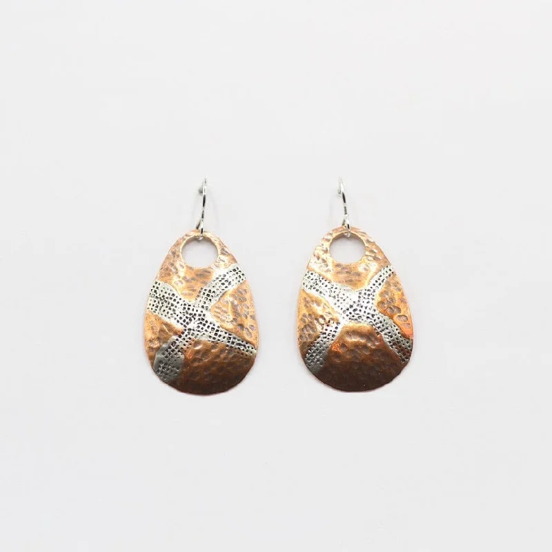 Women’s teardrop earrings-Copper Paddle With Sterling X Earrings