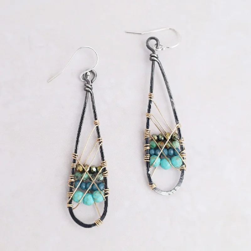 Women’s luxury pearl earrings-Turquoise Wire Wrapped Earrings