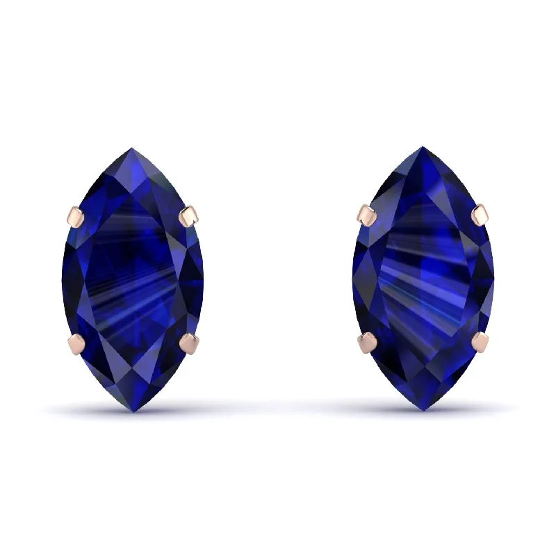 Women’s pearl earrings-Hidden Halo Marquise Sapphire Earrings - Journey No. 44