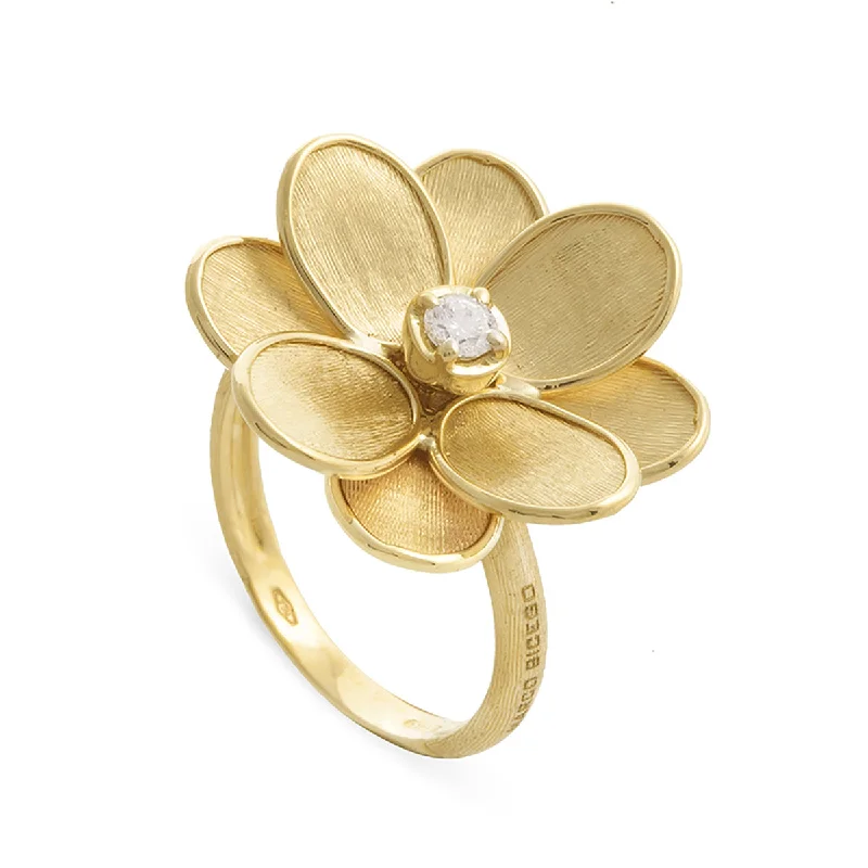 Women’s handmade engagement ring-18K Yellow Gold and Diamond Small Flower Ring