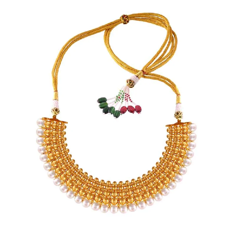 Women’s colorful necklace-Shimmering 22k Women's Gold Necklace Thusi Collection