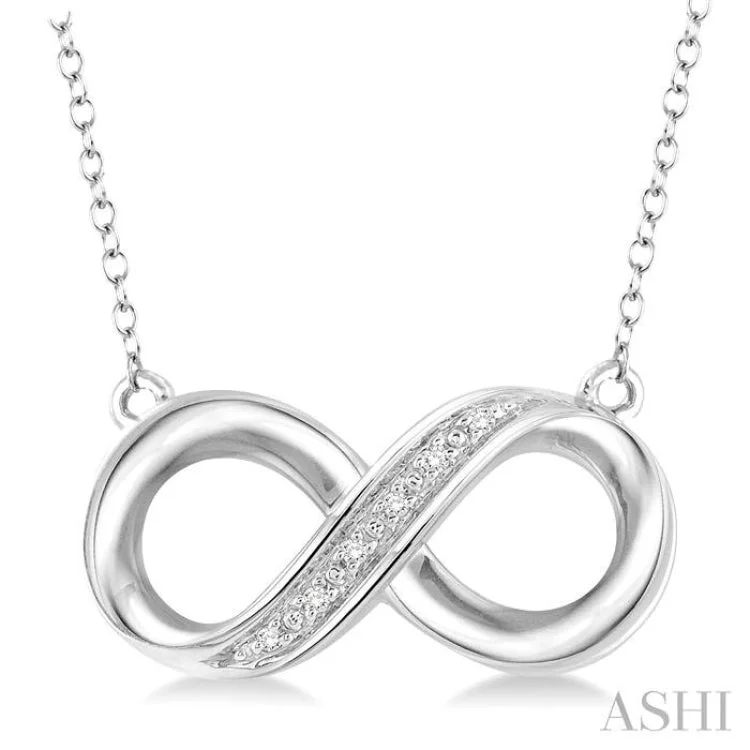 Women’s romantic necklace-1/50 Ctw Round Cut Diamond Infinity Pendant in Sterling Silver with Chain