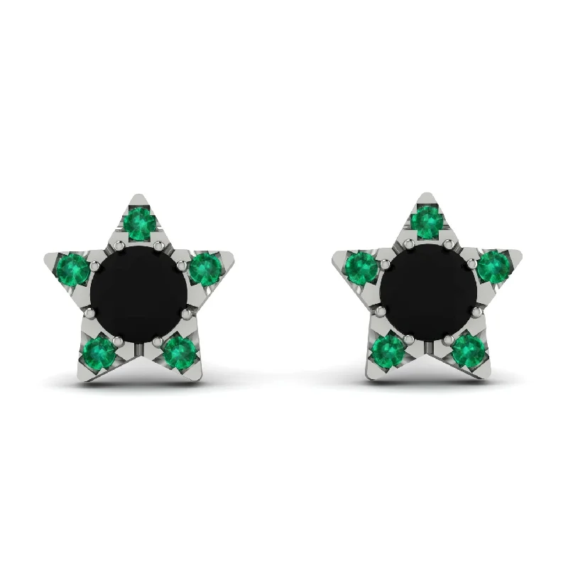 Women’s luxury earrings-Star Halo Black Diamond Earrings - Zelda No. 24