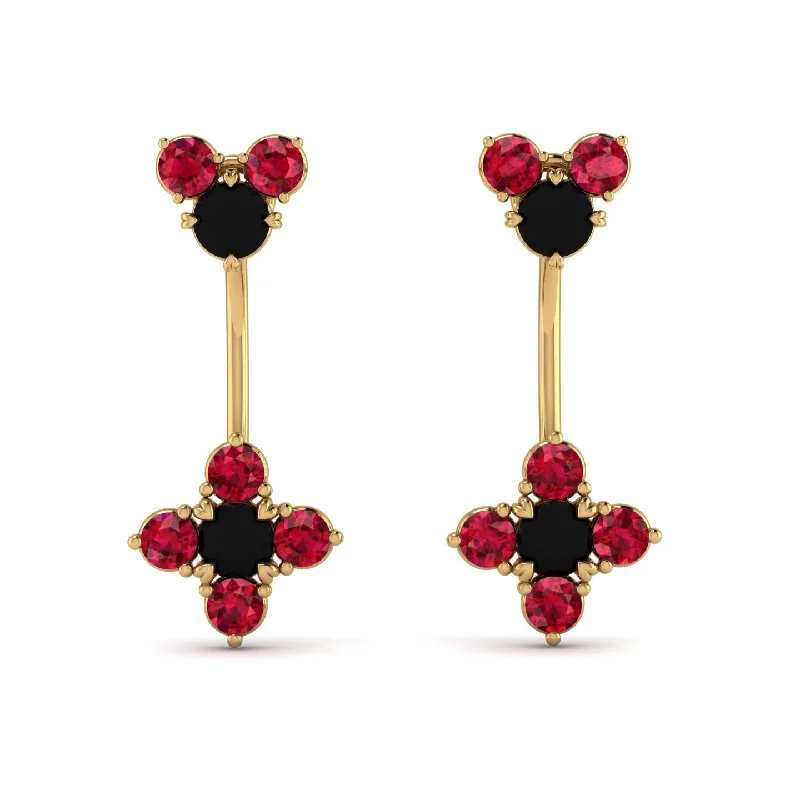 Women’s flower earrings-Hanging Black Diamond Compass Earrings - Brittany No. 52