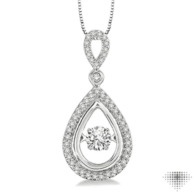 Women’s emerald necklace-3/8 Ctw Diamond Emotion Pendant in 14K White Gold with Chain