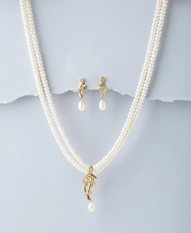 Women’s heart-shaped necklace-Trendy Real Pearl Necklace Set