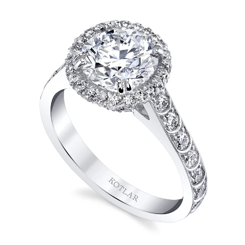 Women’s intricate diamond engagement ring-Artisan Pave Scallop Diamond Halo Ring