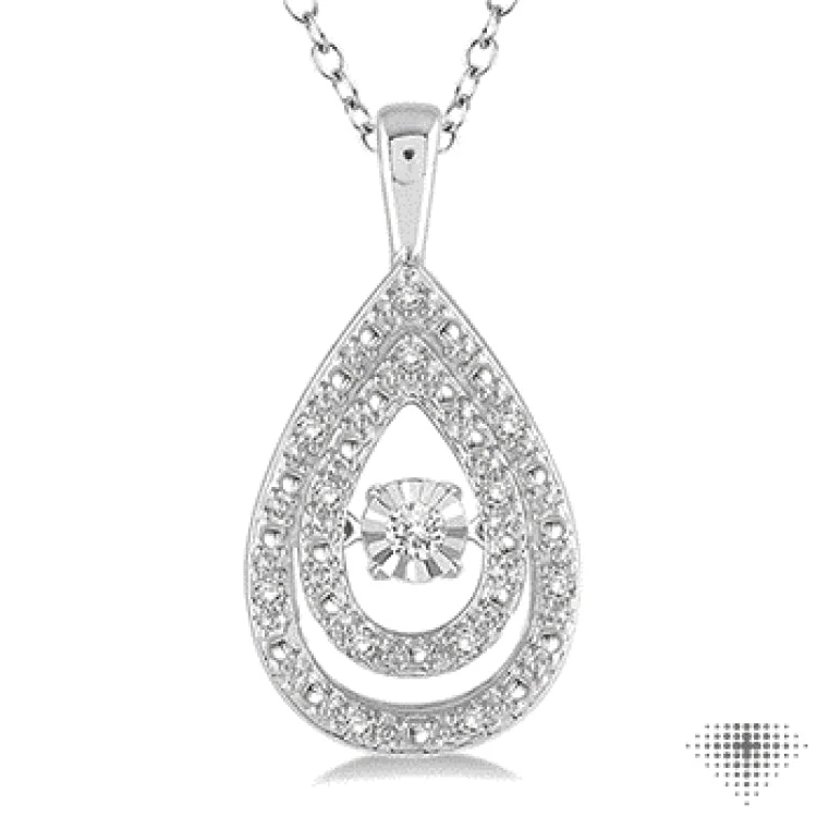 Women’s long-chain necklace-1/10 Ctw Pear Shape Diamond Emotion Pendant in Sterling Silver with Chain