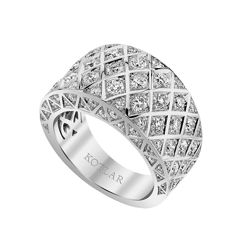 Women’s elegant diamond engagement ring-Criss Cross Artisan Pave Diamond Band