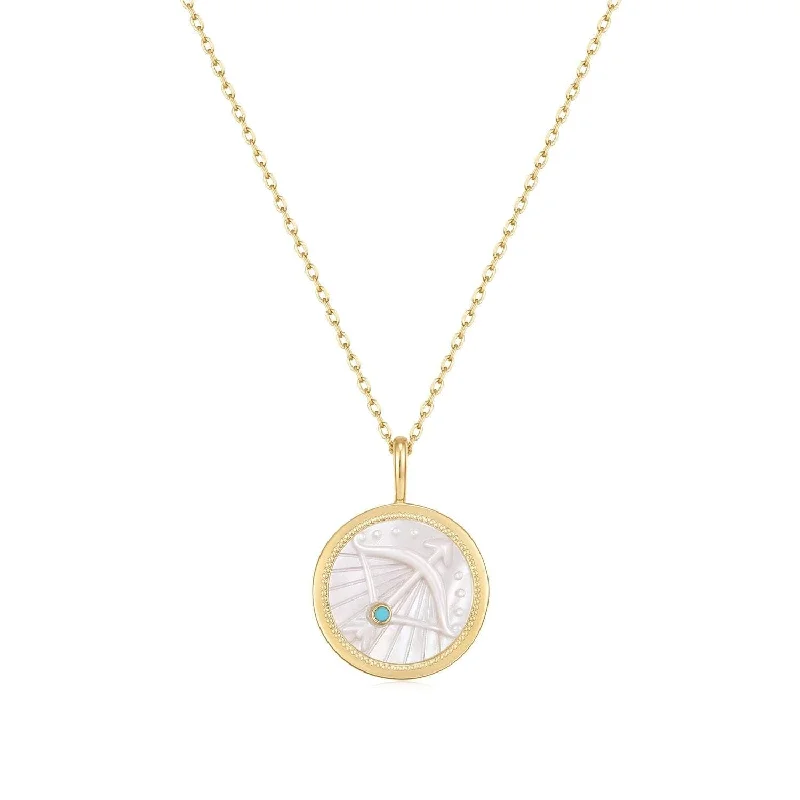 Women’s rose gold pendant necklace-Zodiac Sagittarius Mother Of Pearl Necklace