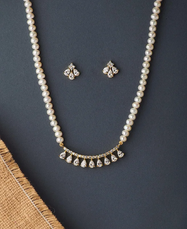 Women’s birthstone necklace-Trendy Real Pearl Necklace Set