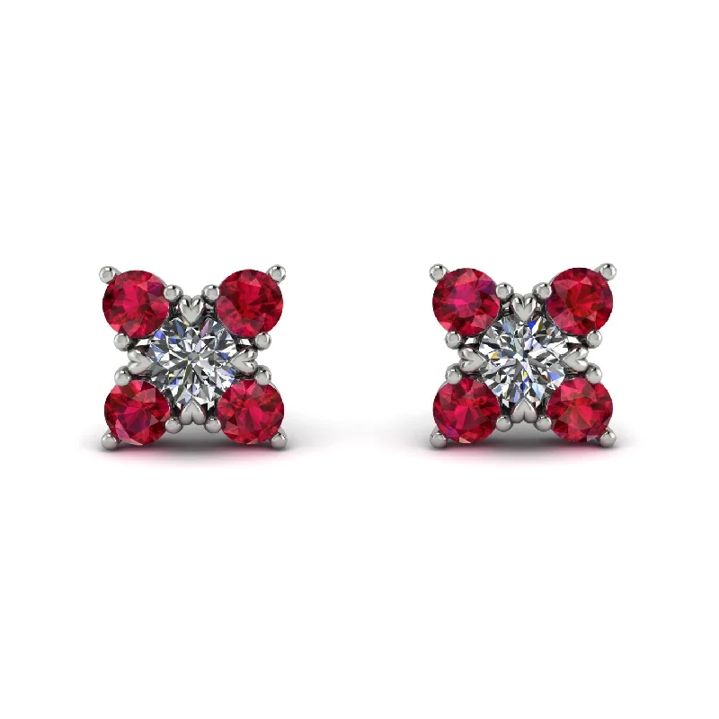 Women’s dangling gemstone earrings-Geometrical 5 Diamonds Stud Earrings - Noa No. 48