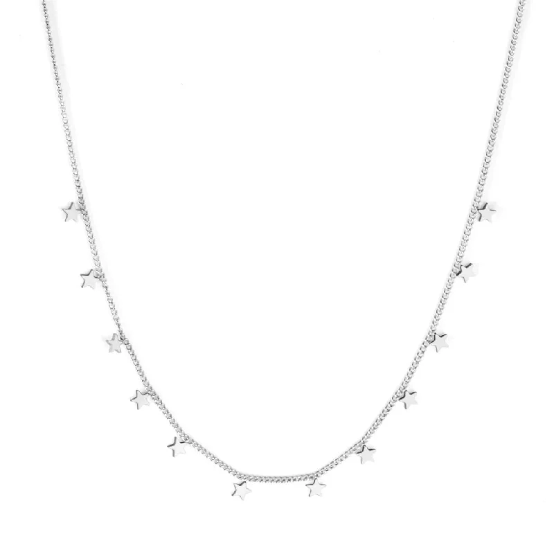 Women’s adjustable gold necklace-Silver Stars Necklace