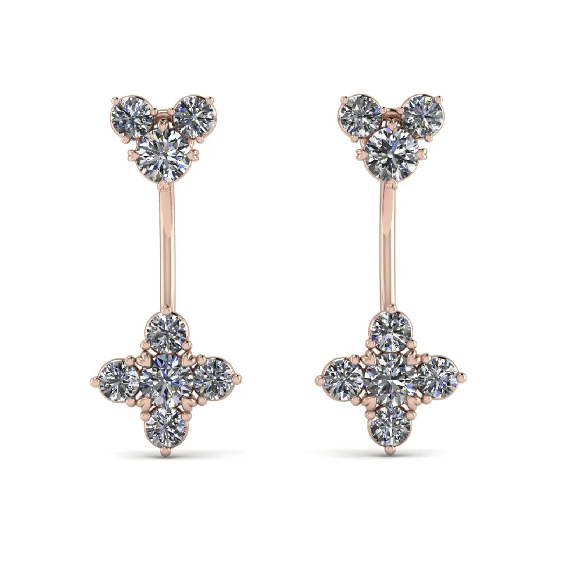 Women’s stud earrings with diamonds-Hanging Diamond Compass Earrings - Brittany No. 2