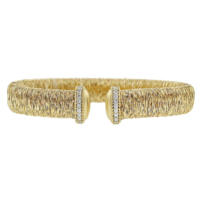 Women’s dual-tone engagement ring-Cuff in Yellow Gold with Diamonds