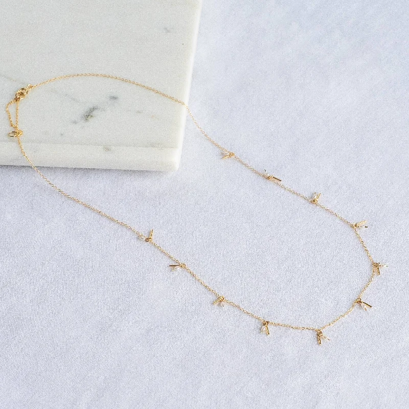 Women’s minimalist necklace-Pearl Fringe Necklace