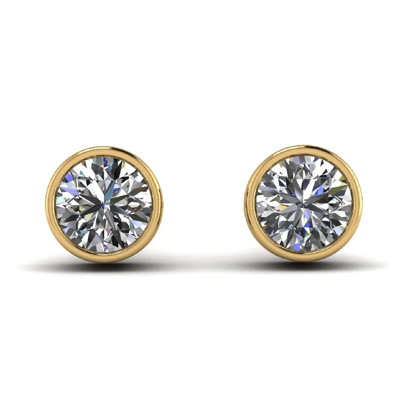 Women’s stud earrings-Bezel Stud Diamond Earrings - Royal No. 1