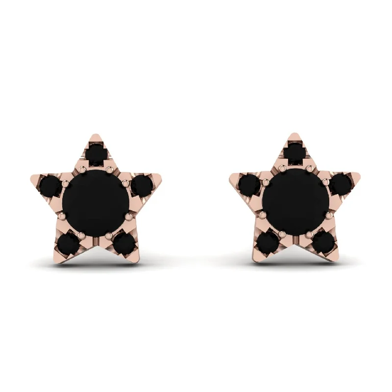 Women’s intricate hoop earrings-Star Halo Black Diamond Earrings - Zelda No. 38