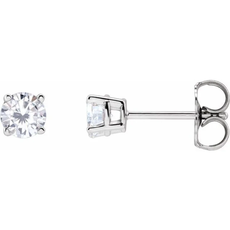 Women’s gemstone drop earrings-Sterling Silver 4 mm Imitation White Cubic Zirconia Stud Earrings