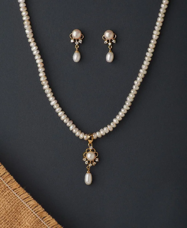 Women’s wedding necklace-Trendy Real Pearl Necklace Set